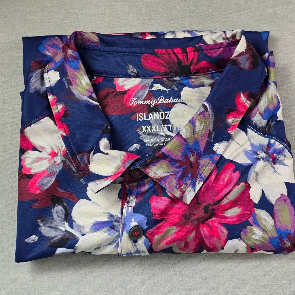 Tommy Bahama IslandZone Polo Women 3XL Navy Floral Short Sleeve Shirt Tropical - Picture 2 of 11